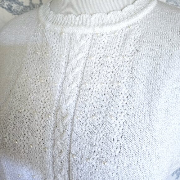 Size L to XL Vintage 1990s Barbra Sue Beaded Sweater - Picture 6 of 9